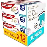 Colgate Total Junior, Children's Toothpaste, 7-12 years, Pack 12x50ml | Fluoride toothpaste for children 7-12 years, antibact