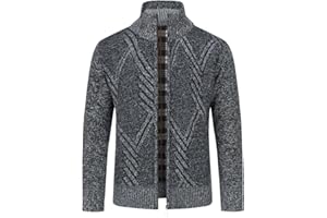 Sliktaa Uomo Cardigan Cappotto Invernale Foderato in Pile Caldo Maglione Cardigan