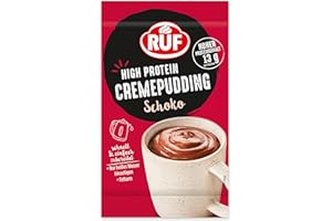 ‎RUF RUF High Protein Cremepudding Schoko, Schoko-Pudding aus der Tasse mit 13g Protein pro Portion, einfache Zubereitung ohne Kochen, glutenfrei, 1 x 59g