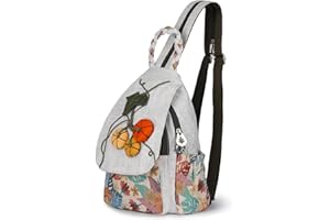 AULUDA Girl's Convertible Sling Bag, Hand Craft Artisan Backpack, Beautiful Canvas Premium Casual Day Pack for Women