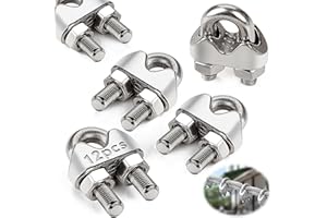 Mbsomnus Wire Rope Cable Clip Clamps M2 12 Pcs Wire Rope Clamp U Bolt Clamp 304 Stainless Steel for 2mm Wire Rope Cable for Wire Fence Clips Garden Tension Wire Ropes