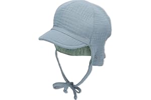 Sterntaler Peaked Cap Neck Reversible - Boys Reversible Hat with Small Neck Protection - UV Protection 50 Sun Hat for Tying - Baby and Children Headgear Made of Muslin (Organic)