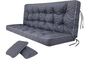 Bjird Coussins pour Bancs de Jardin - Coussins Assise & Dossier Souples - Chaise Longue, Banc de Jardin, Balancelle, Sol - Imperméables, Motif Matelassé, Sangles d'attache - 140 cm Bleu Marine