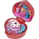 Mattel Polly Pocket 80. yıl d&ouml;n&uuml;m&uuml; i&ccedil;in oyuncak bebekli m&uuml;cevher kutusu, balon hayvan ve y&uuml;z&uuml;k, kutlama eğlencesi temalı y&uuml;z&uuml;