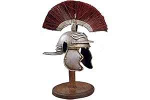 Paben Arte e Storia Modellino Elmo Centurione Romano vintage in metallo su piedistallo legno, Souvenir Roma Italia
