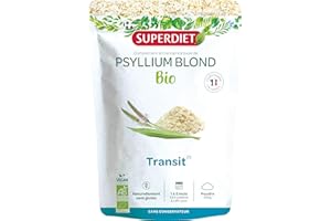 SUPERDIET - PSYLLIUM BLOND BIO - Transit naturel, Bien-être digestif- Fabriqué en France- Sachet papier refermable - Téguments 200 g