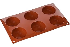 silikomart | SF002 Moule en silicone pour Monoportions SEMISFERA, anti-adhérent, 6 cavités, Lot de 1 Moule à gâteau, ø 70 h 35 mm, Made in Italy
