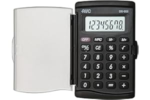 Alevar AVC - Calculadora de Bolsillo de 8 dígitos con Funda Transparente de Puerta, tamaño 57 x 92 x 8 mm, Color Negro, Paquete de 1 Unidad