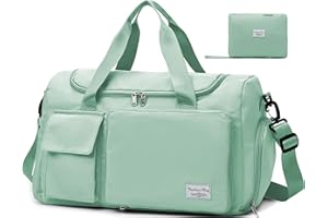Tokeya Borsone da Viaggio Pieghevole, Impermeabile Borsone Palestra Sportiva con Scomparto Scarpe e Scomparto Bagnato Grande Borsa da Palestra Donna Uomo Leggera Borsa Piscina per Sport/Viaggi, Verde