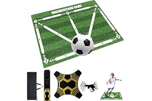 ABNAOK Football Training Mat, Non Slip Soccer Skills Training Mat with Football Kick Trainer,Non-Slip Shock Dribble Silent for Kids/Adult Football Training