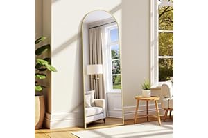 WOLIBEER Großer Ganzkörperspiegel 161x52 cm XXL Standspiegel und Wandspiegel mit Goldrahmen aus Aluminium Sicherer Stabiler Deko-Spiegel für Wohnzimmer Schlafzimmer Flur Schmink