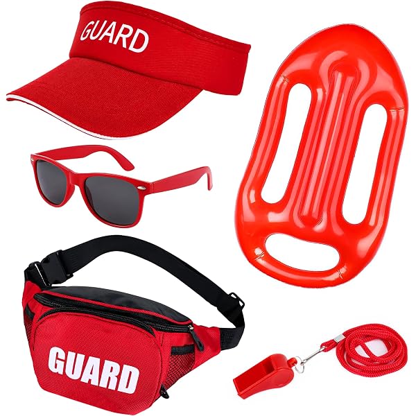 Deguisement Fete Theme Sauveteur Vibbang 5 Pièces Costume De Sauveteur - Chapeau, Sifflet, Lunettes, Sac Banane Et Flotteur Pour Carnaval Et Fêtes