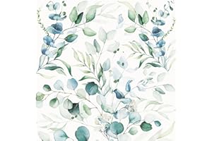 ICYEHAO Papier Peint Feuille Vert,44 x 300cm Papier Peint Adhesif Mural Vert et Blanc Feuille D'eucalyptus Botanique Papier Autocollant pour Meuble,Chambre,Salon,Salle de Bain,Toilette