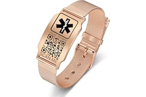 Theluckytag Upgraded Medical Bracelets Men Women with QR Code Medical Alert ID Bracelets - Titanium Steel Wristband Fits Wrists Up 8''-10''- More Space Custom Emergency Medical ID Info