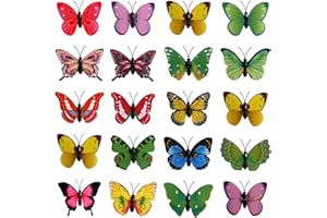 FENGQQKJ Butterfly Decoration with Safety Pins Spring Decoration 3D Butterfly Clip Artificial Colourful Butterfly Garden PVC Butterfly Branches Outdoor 6 cm for Table Decoration Pack of 20
