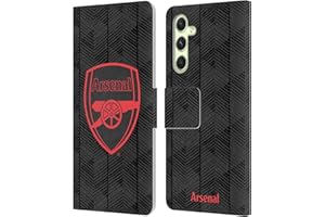 Head Case Designs Officially Licensed Arsenal FC Black Crest and Gunners Logo Leather Book Wallet Case Cover Compatible With Samsung Galaxy A54 5G