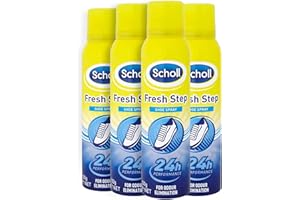 DR. SCHOLL'S Scholl Fresh Step Lot de 4 sprays anti-odeurs pour chaussures jusqu'à 24 heures de fraîcheur 150 ml