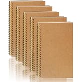 PALUDO 5 Pieces Spiral Notepad A5 White, Spiral Sketchbook Kraft Paper Notebooks 100 Pages/50 Sheets, A5 Notepad for Travelin