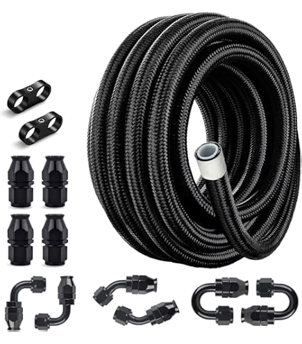 thumbnail image 2 of HFP 9mm X 9mm X 300mm Clear Corrugated Fuel Hose Line With Clamps E85 Compatible 1035257 2 of 13