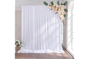 NSSONBEN 3×2,45 m Weiß Hochzeit Hintergrund Vorhang, 2 Platten 1,5×2,45m Faltenfreie Seide Polyester Weißer Fotowand Hintergrund Fotografie, Geburtstag Party Babydusche Deko Kulissen Hintergründe Vorhänge