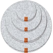 MIQIO Sottobicchieri In Feltro Grigio Chiaro – Set Da 8 Pezzi Da 10 A 25 Cm – Design Scandinavo Con Dettaglio In Pelle