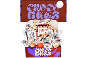 CHOCO LIKES Caja de chocolates para regalar, Regalo original para cumpleaños niños pareja, Kinder Bueno Chocolate Blanco, Happy Hippo, Kinder Joy, Nutella, Pack caja regalo navidad, Cartón reciclable