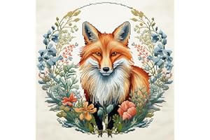 CUKOL CUKOL Cukol Fuchs Kreuzstich Set Vorgedruckt, Tiere Stickvorlagen Stickbilder Vorgedruckt Kreuzstich Stickpackungen Stickpackung Cross Stitch Embroidery Kit Stickset Sticken Set Erwachsene Anfänger 36x36 cm