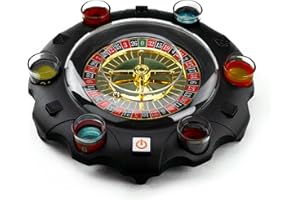 WICKED GIZMOS WG Wicked Gizmos Roulette Drinking Game with Powered Spinning Wheel, 6 Colourful Numbered and Coloured Shot Glasses and Quality Roulette Balls