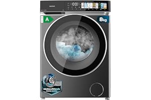 Cecotec Lavadora 8Kg Carga Frontal Bolero DressCode 8970 Direct Drive Steel. Motor Direct Drive, 1400RPM, 11 Programas, PantallaFullColor, Puerta XXL, Función Vapor, Luz Interior, Stop&Go, Steel