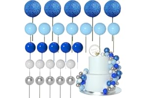 ASTARON 50 Stück Tortendeko Kugeln Cake Topper, Mini-Ballons Tortenaufleger für Hochzeit Party Babyparty Geburtstag Torte Dekorieren(Blaue Serie)