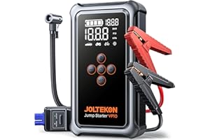 Joltekon Arrancador de Baterías de Coche 5000A con Compresor de Aire 150PSI, Arrancador de Coches 12V con Función BOOST de Arranque Forzado, Linterna 3 en 1, Pantalla Grande(para All Gas o 10L Diesel)