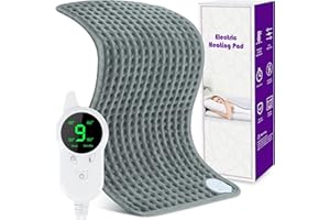 ESVYIT Coussin Chauffant Electrique 30 x 60 cm, Couverture avec 9 Niveaux de Température & 4 Réglages de Minuterie, Tapis Lavable en Machine pour Dos Nuque Epaule Pied, Arrêt Automatique