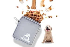 Bepilesto Small Dog Treat Pouch, Grey Dog Treat Bag with Carabiner for Puppy Dog Walking Training