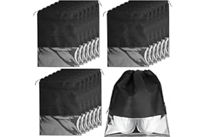DUDU CREAM 20 Stück Schuhbeutel, Große Wasserfeste Schuhbeutel, Staubdicht Schuhsack mit Kordelzug und Transparentes Fenster, für Männer und Frauen den täglichen und Reisegebrauch