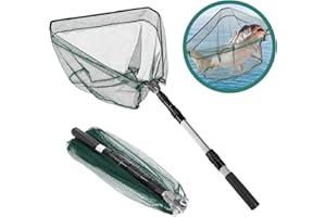 FoiiLiio Kescher Angeln,Kescher Teich,Teleskop-Kescher 130cm,Faltbarer Kescher Angeln mit Einstellbar Langer Griff für den Fang von Forellen,Barschen,Karpfen,für Erwachsene und Kinder