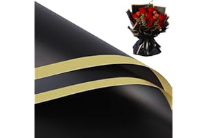 BWLOIES Papier Cadeau Fleur Papier Fleur Bouquet Papier Fleuriste Coloré Papier d'emballage pour Bouquet de Fleur Papier Emballage Bouquet de Fleur Papier Emballage Fleuriste,Papier imperméable Bouquets Noir