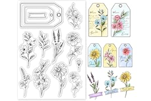 GLOBLELAND Fleurs Fond Tampons Transparents pour Scrapbooking Décoration Signet Étiquette Boîte Marguerite Lily Rose Tampons en Silicone Transparent pour Faire des Cartes Album Photo Décoration