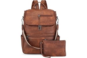 VINBAGGE Rucksack Damen Klein Damen Cityrucksack Schultertasche Wasserdicht Leder Rucksackhandtasche Elegant Handtasche Laptop Tagesrucksack für Reise Arbeit Schule mit Geldbörse