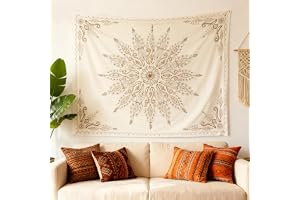 KQDRAVINE Väggväv Mandala - 152 × 130 cm - Bohemisk stil - För vardagsrum, sovrum, camping - Väggdekoration - Bohemisk stil