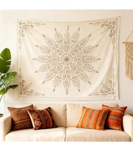 Edeesky Zwart mandala wandtapijt, wandtapijt, psychedelisch medaillon wandtapijt, esthetische Indiase hippie decoratie, Boheemse kunst, boho, woondecoratiedeken voor slaapkamer, woonkamer, slaapzaal