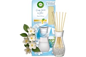 AIRWICK Air Wick Reed Diffuser, Crisp Linen & Lilac, 42ml, Natural Essential Oils, Long-Lasting Home Scent for up to 6 weeks, Eco-Friendly Freshener, Sustainable Recyclable Packaging, Weeks of Fragrance