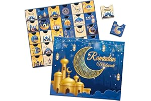 AVISKI Calendrier de l'avent Ramdan 30 boîtes vides 30 jours Eid Mubarak coutdown Calendar avec des cadeaux du Ramadan, boîte rangement numéro en carton, fournitures de fête du Ramadan - Bleu