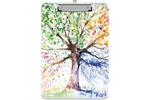 Piasoenc Porte-blocs en plastique, Porte-blocs décoratifs, Porte-blocs en plastique avec clip en métal, format A4 standard, format lettre, Planche à pince de bureau pour étudiants, bureau