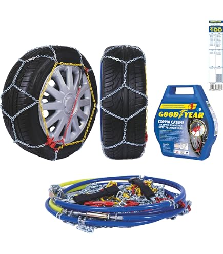 Catene Da Neve KAWIN V5117 – Omologate, Misura 215/55-17, 9mm, Montaggio Rapido, Battistrada A Rombo, Per Auto Catenabili