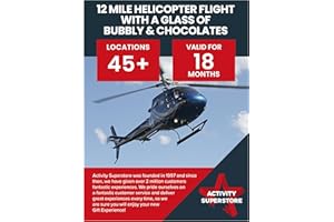Activity Superstore 12 Mile Helicopter Flight with a Glass of Bubbly & Chocolates Gift Experience Voucher, Available at 45+ UK Locations, Experience Days, Helicopter Gifts, Birthday Gifts