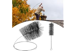 BEHOGAN 2 Stück Ofenrohrbürste Set, 40mm/150mm Schornsteinbesen Set mit Schubstange und Stahldraht, Schornsteinbürste, Schornsteinfeger Bürsten, Kaminbürste für Schornstein Kamin Ofenrohr Rauchrohr Reinigung