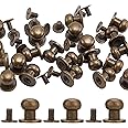 GORGECRAFT 20 Set 8x10x10mm Round Head Button Stud Alloy Chicago Screw Rivets Post Fastener for Home DIY Leather Repairs Craft Luggage Jackets Wallet Handbag Decoration Accessories, Antique Bronze