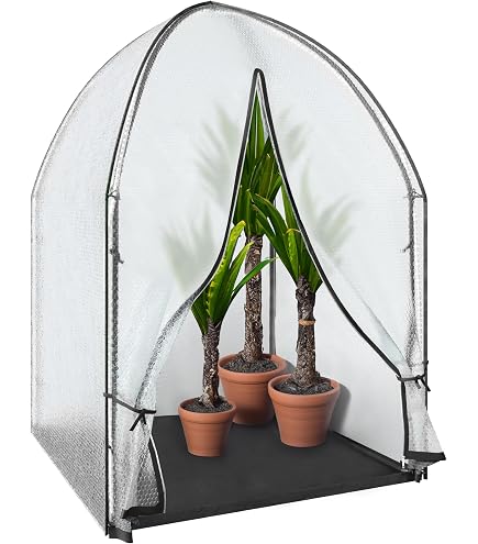 zelt bio Green Überwinterungszelt für Pflanzen ICEDOME | 3-lagige, UV-beständige Luftpolsterfolie | Robustes Rahmengestell Clamp Color:Clear Tindheim 3 ǀ 3-Person reissack