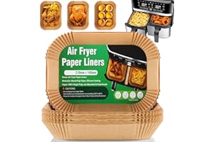 JEWR Papier Cuisson Air Fryer, 110 pièces Food, Grade 22 x 14 cm Rectangulair Paper Liner Friteuse Huile Accessoires pour Ninja AF300EU /AF400EU /Cecotec Double Airfryer