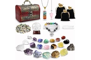 ECO-BAEERSS Ensemble de 33 Pierres de Cristal,Pierres de GuéRison en Cristal,Cristaux de GuéRison,Pierres PréCieuses,7 Cristaux,14 Pierres de Chakra Pour la MéDitation,Calendrier de L'Avent,Reiki,éQuilibrage